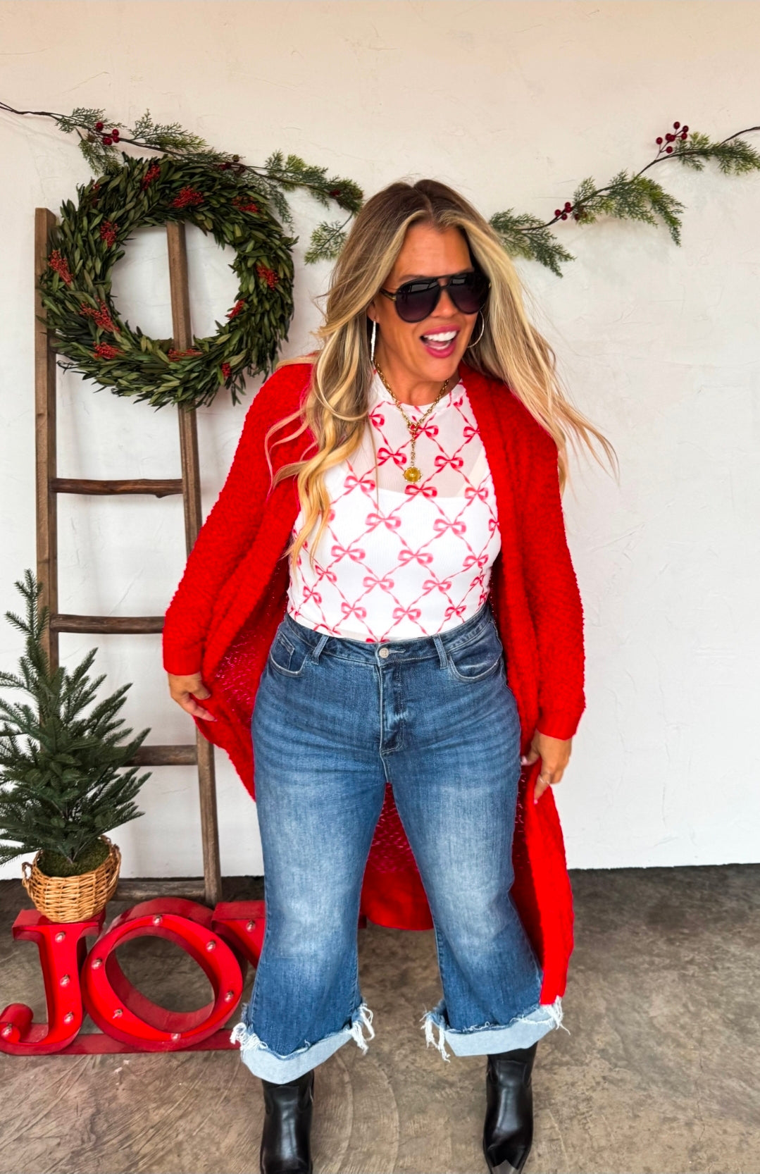 Christmas Red Popcorn Cardigan