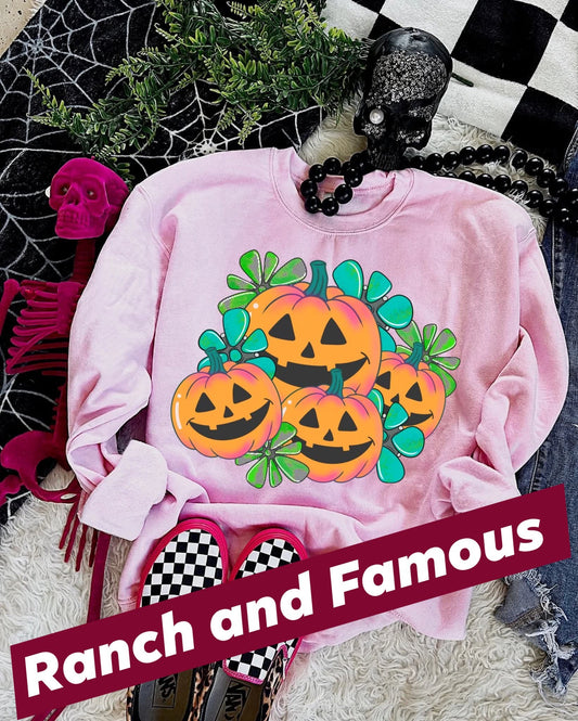 Turquoise and Pumpkins (long sleeve tee)