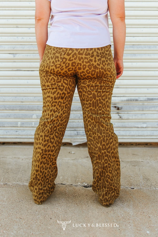 Brown Leopard Printed High Rise Trouser Jeans  Size (31.5in Inseam)