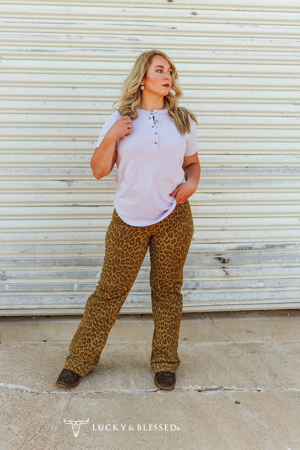 Brown Leopard Printed High Rise Trouser Jeans  Size (31.5in Inseam)