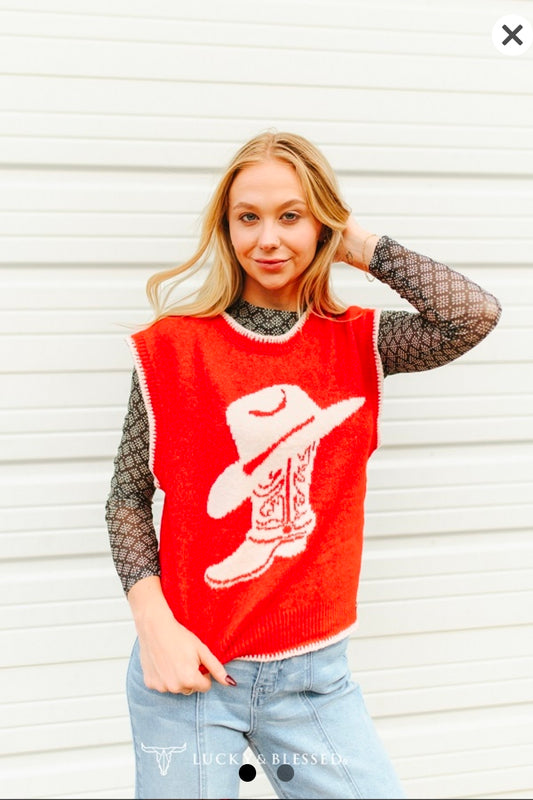 Cowboy Take Me Away Sweater Vest