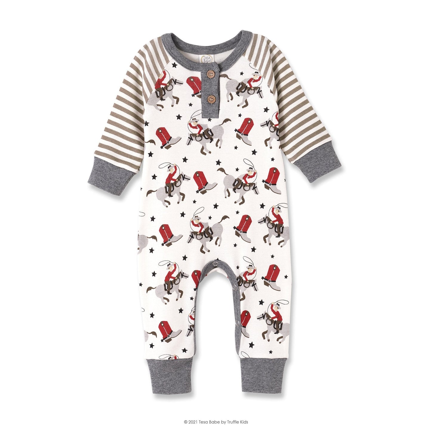 Cowboy Western Henley Bamboo Romper