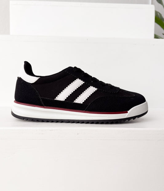 Tokyo Dual Stripe Sneakers in Black