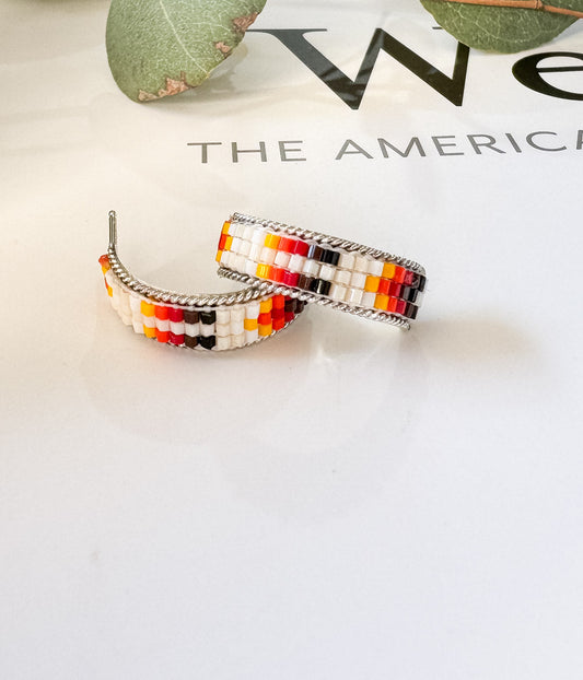 Navajo Beaded Earrings in Orange