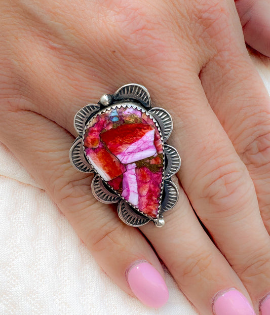 Pink Dahlia Teardrop Ring by Tia Long