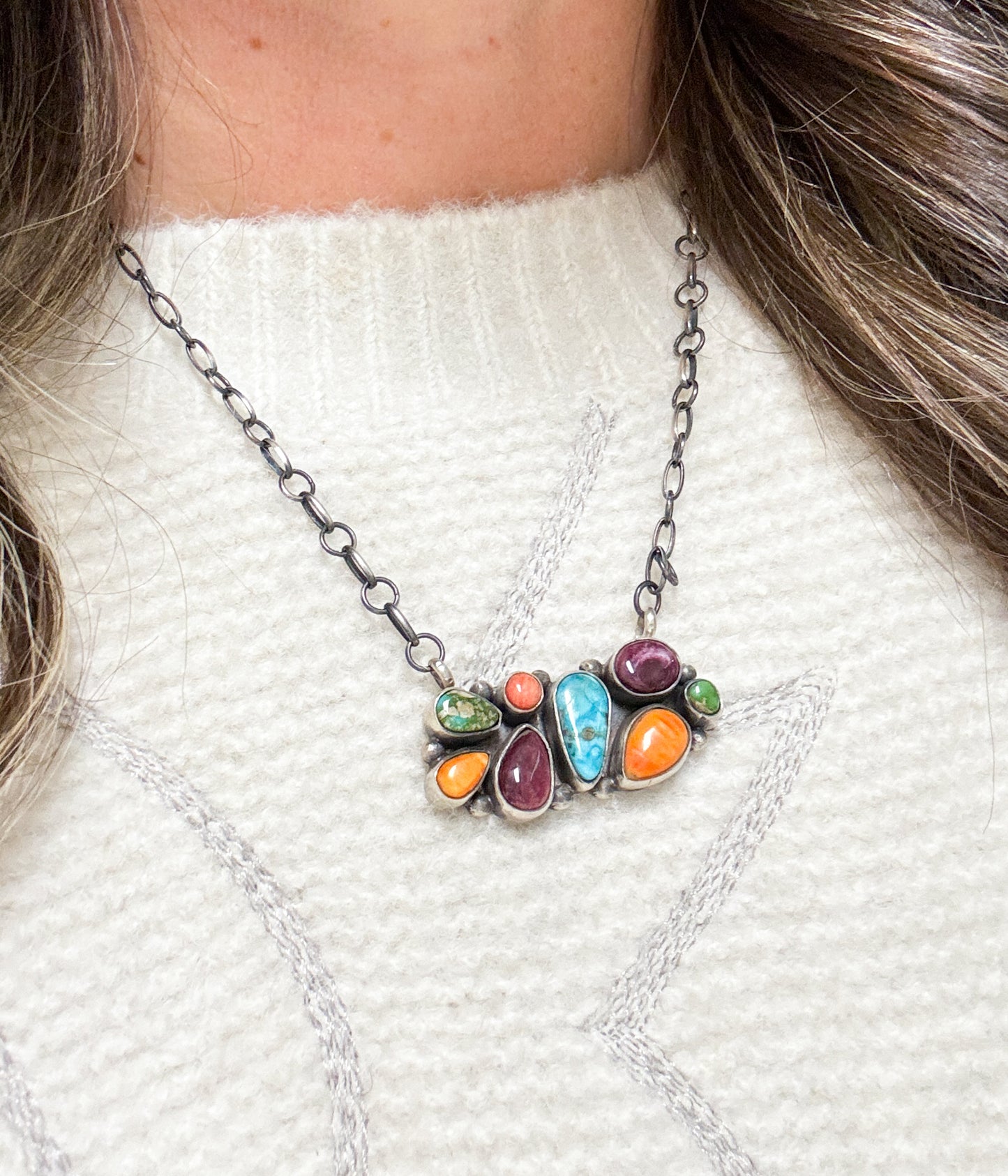 Eight Stone Multi Color Necklace