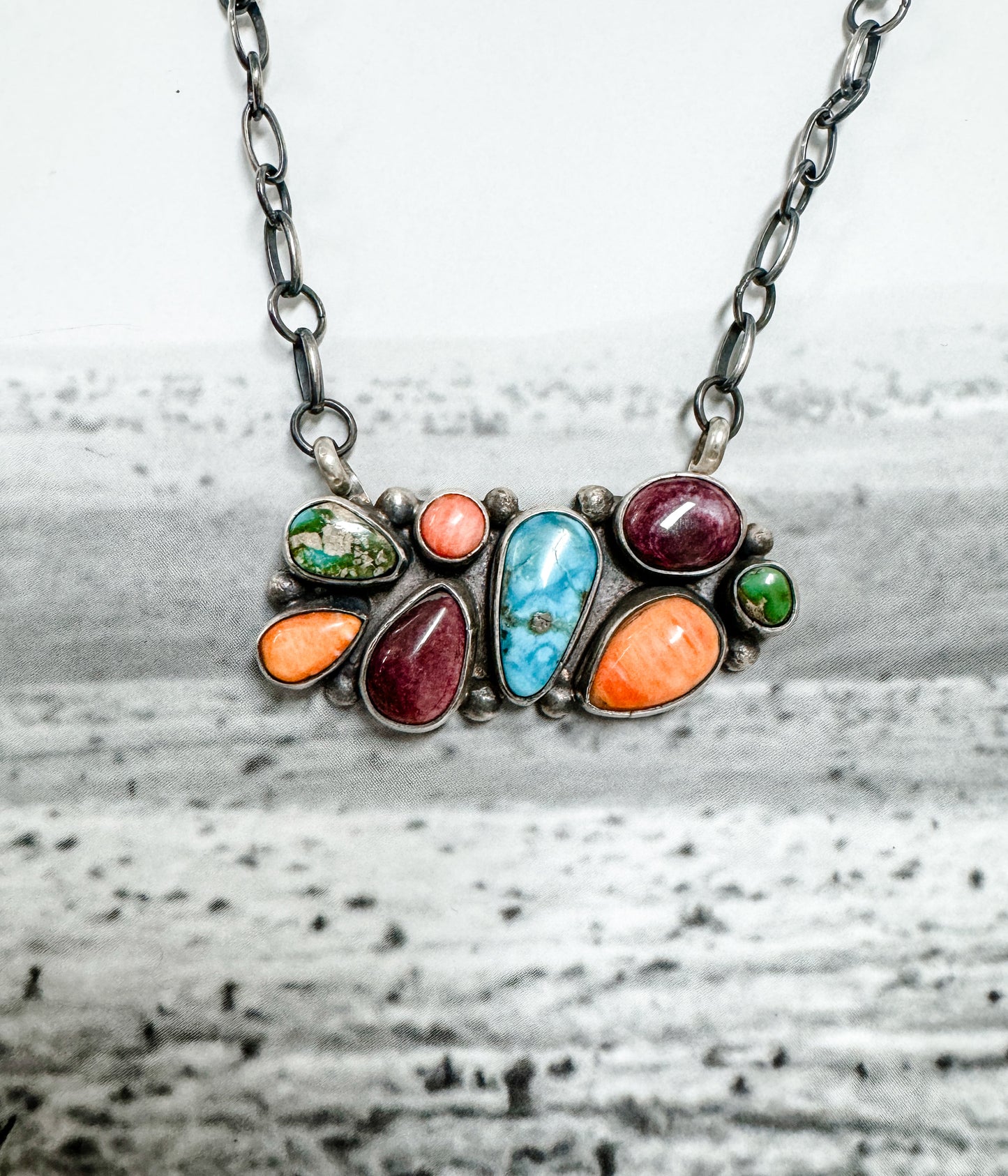 Eight Stone Multi Color Necklace