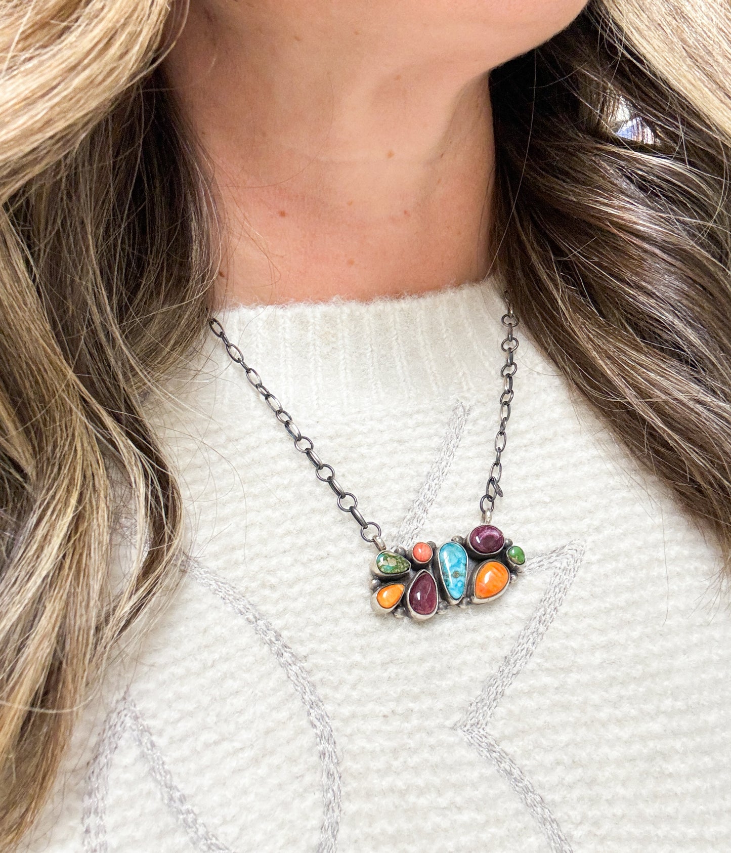 Eight Stone Multi Color Necklace