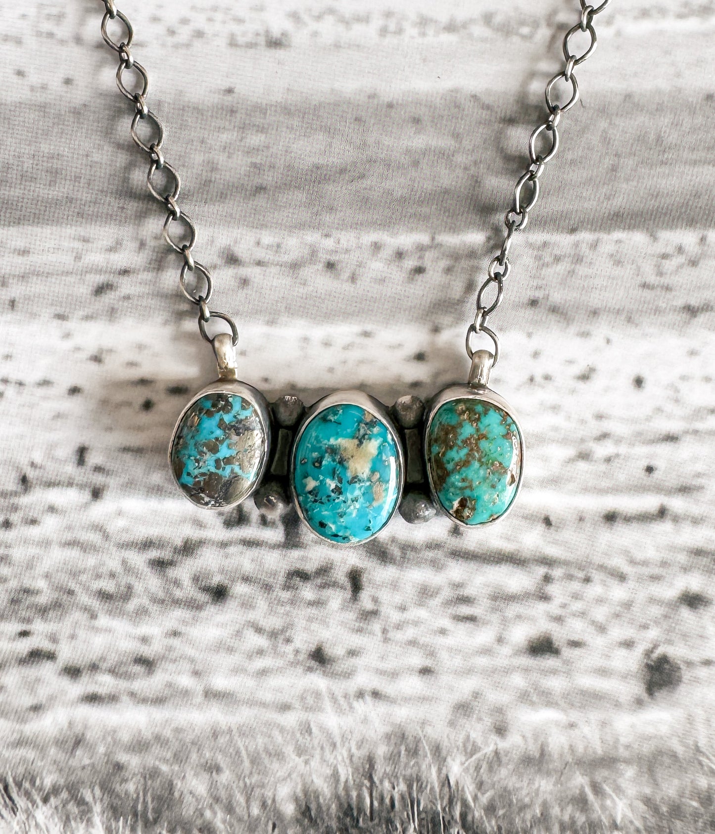 Three Stone Kingman Turquoise Necklace