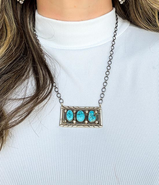 Kingman Turquoise Bar Necklace