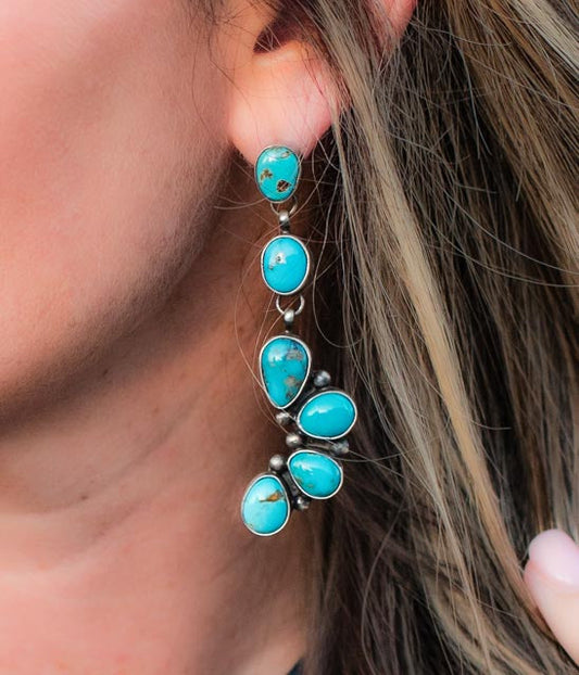 Corrales Authentic Blue Ridge Turquoise Earrings