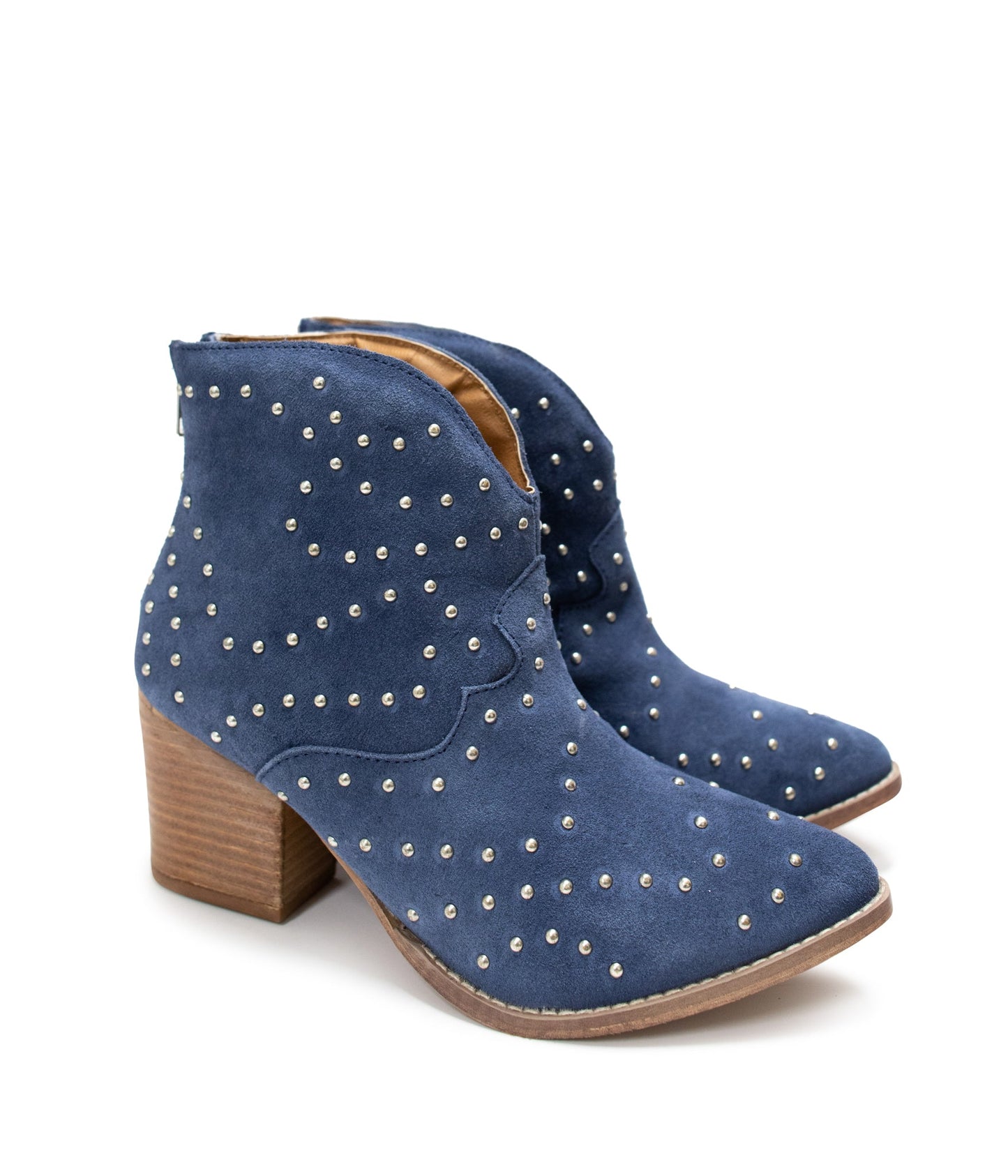 Twilight Studded Heeled Ankle Boot in Denim