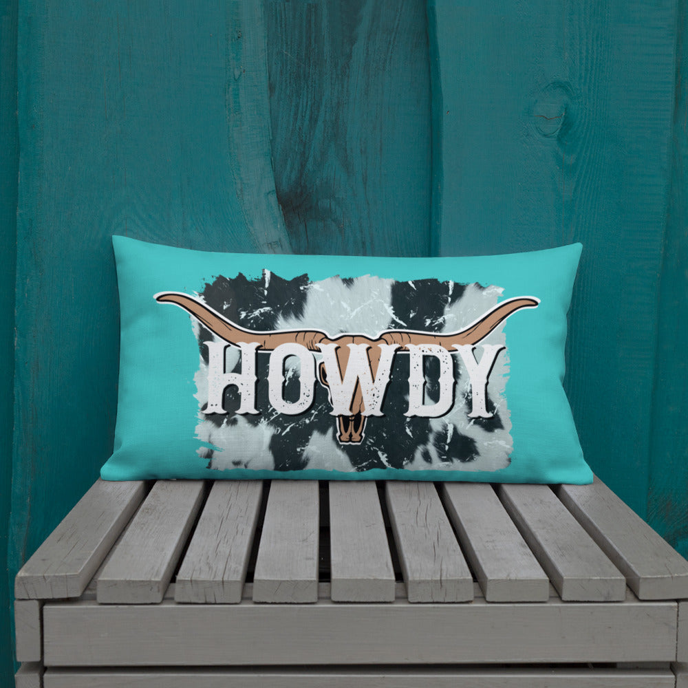 Howdy Turquoise Premium Pillow