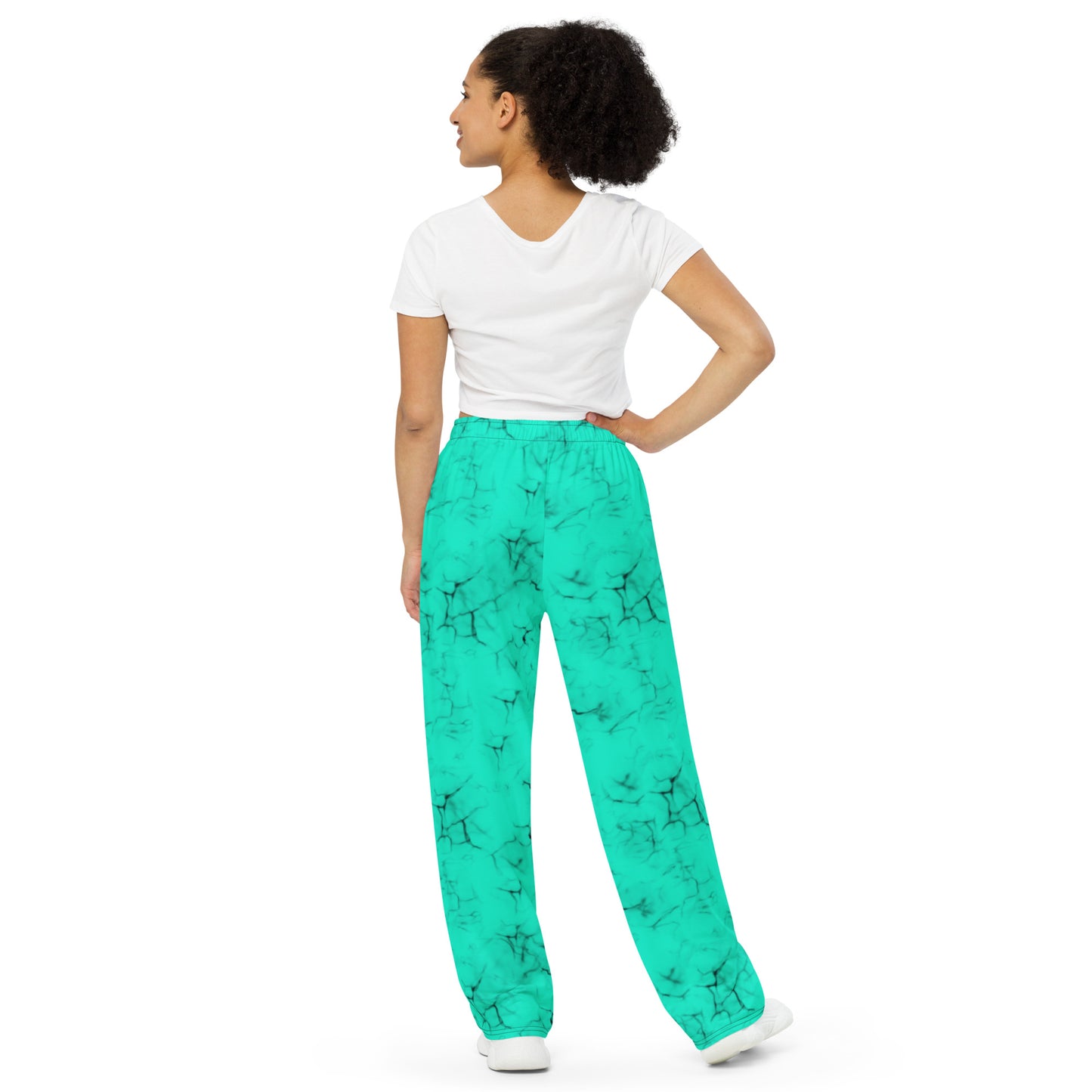 Turquoise Cactus - All-over print unisex wide-leg pants