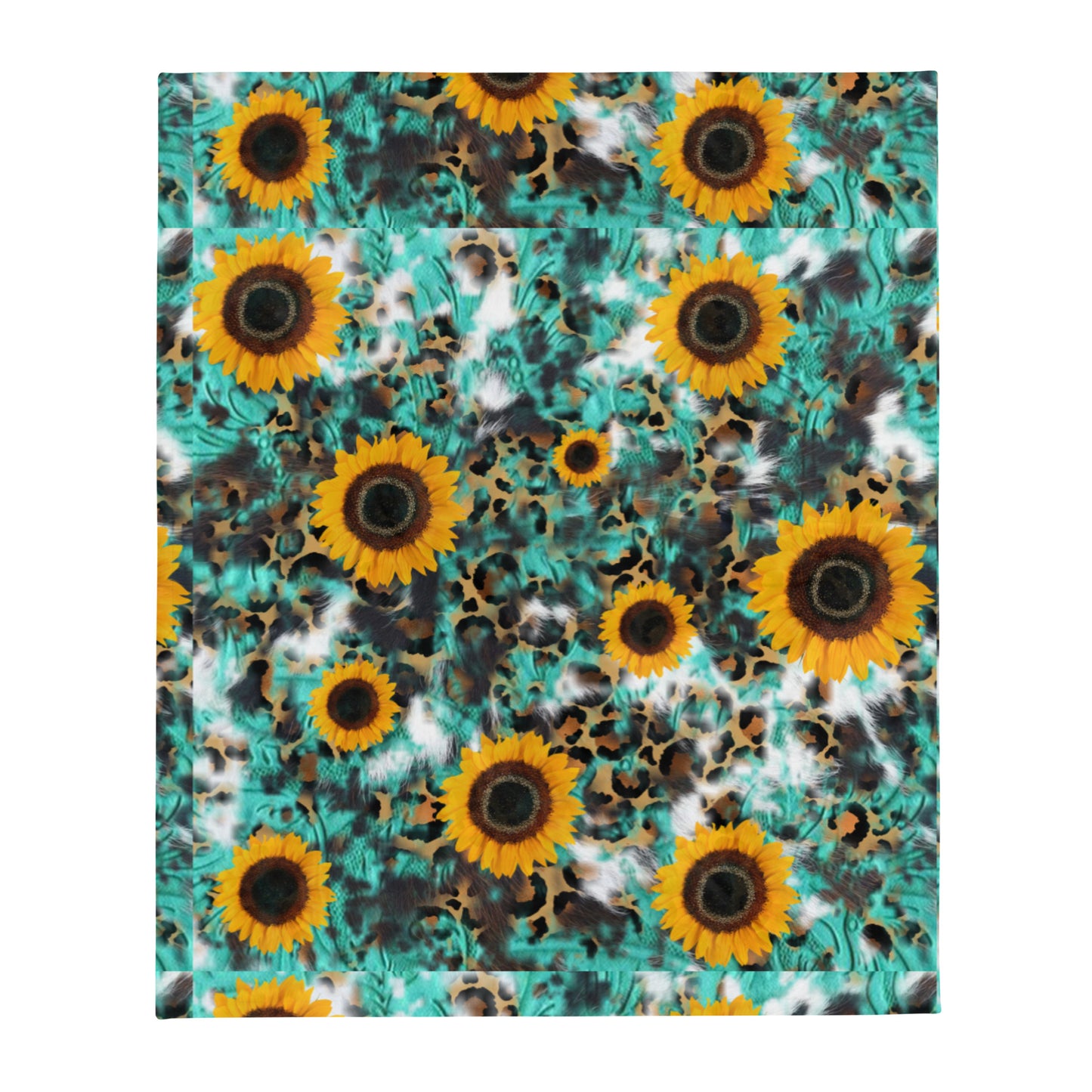 Sunflower & Turquoise Throw Blanket